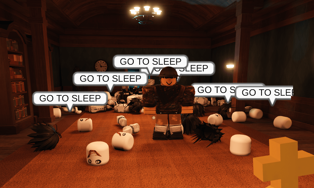 roblox screenshot, my avatar stands in front of a bunch of dead jeff the killer skins.