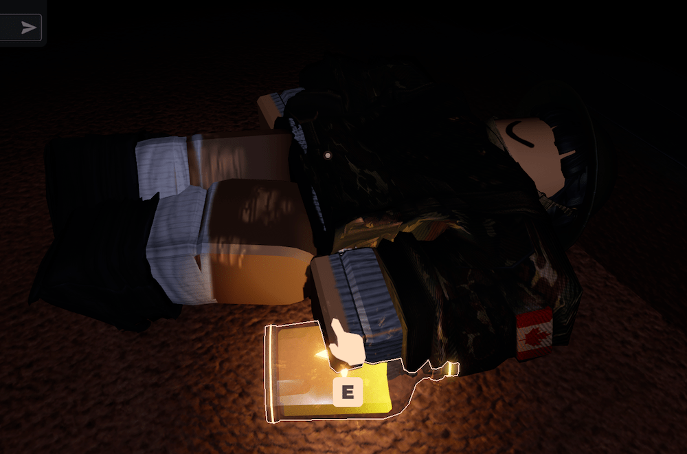 roblox screenshot, my avatar is dead on the ground with a glass bottle in her hand.