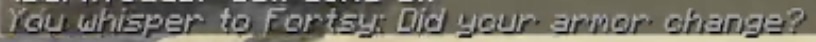 minecraft chat message, you whisper to fortsy: 'did your armor change?'