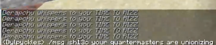minecraft chat, derapchu spams whisper messages to foolish: 'TIME TO RIZZ'
